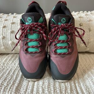 Merrell Burgundy Trail Sneakers with Teal Accents